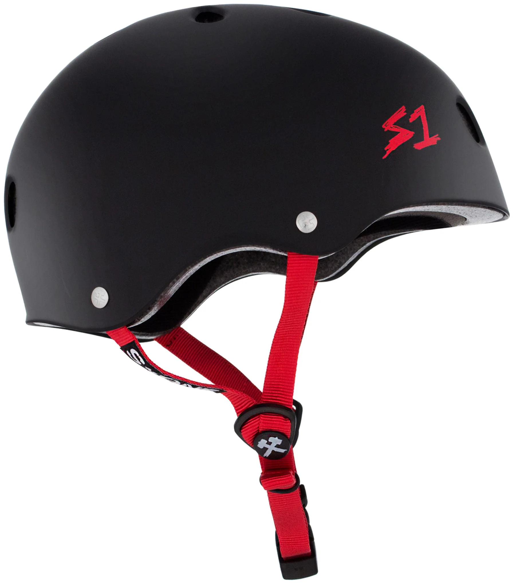 S-One S1 Lifer Helmet - Black Matte w/ Red Straps - Image 2