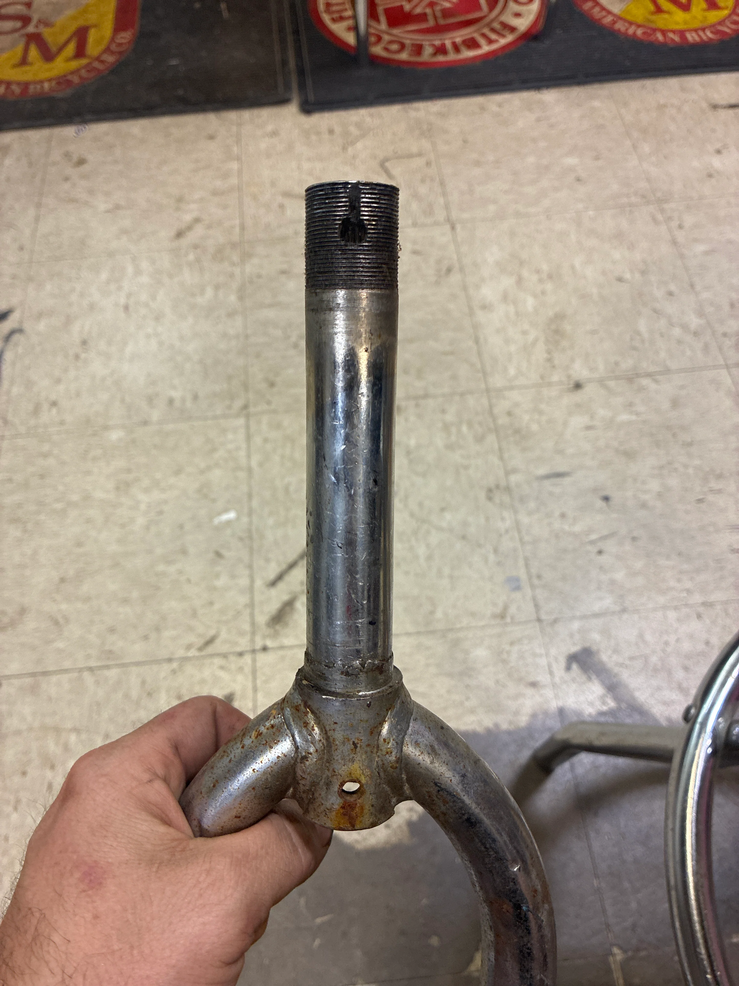 Vintage Oem chrome forks threaded rusty